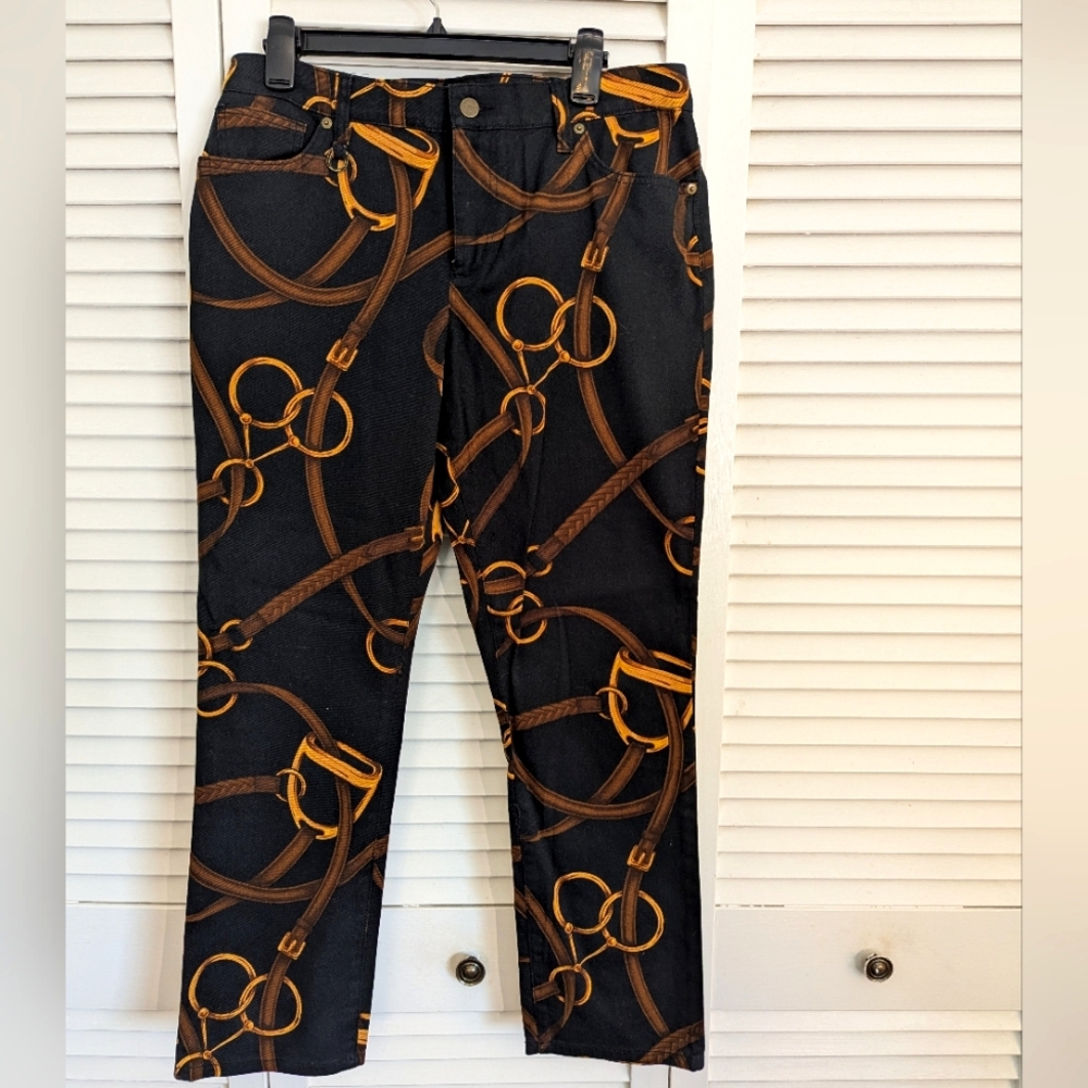 Ralph Lauren Black Jeans with Gold Pattern